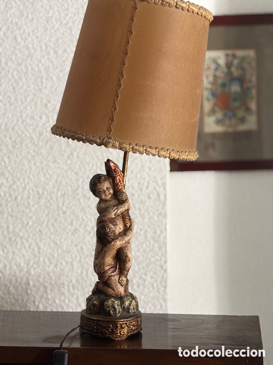 Antig&uuml;edades: L&aacute;mpara de mesa antigua con base decorativa - Foto 4