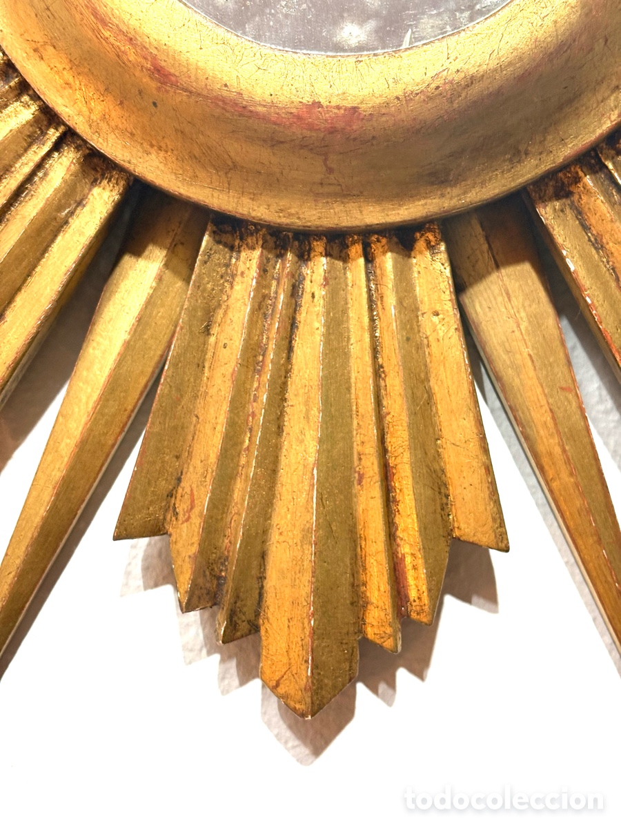 Antig&uuml;edades: ESPEJO SOL MADERA ORO - Foto 2