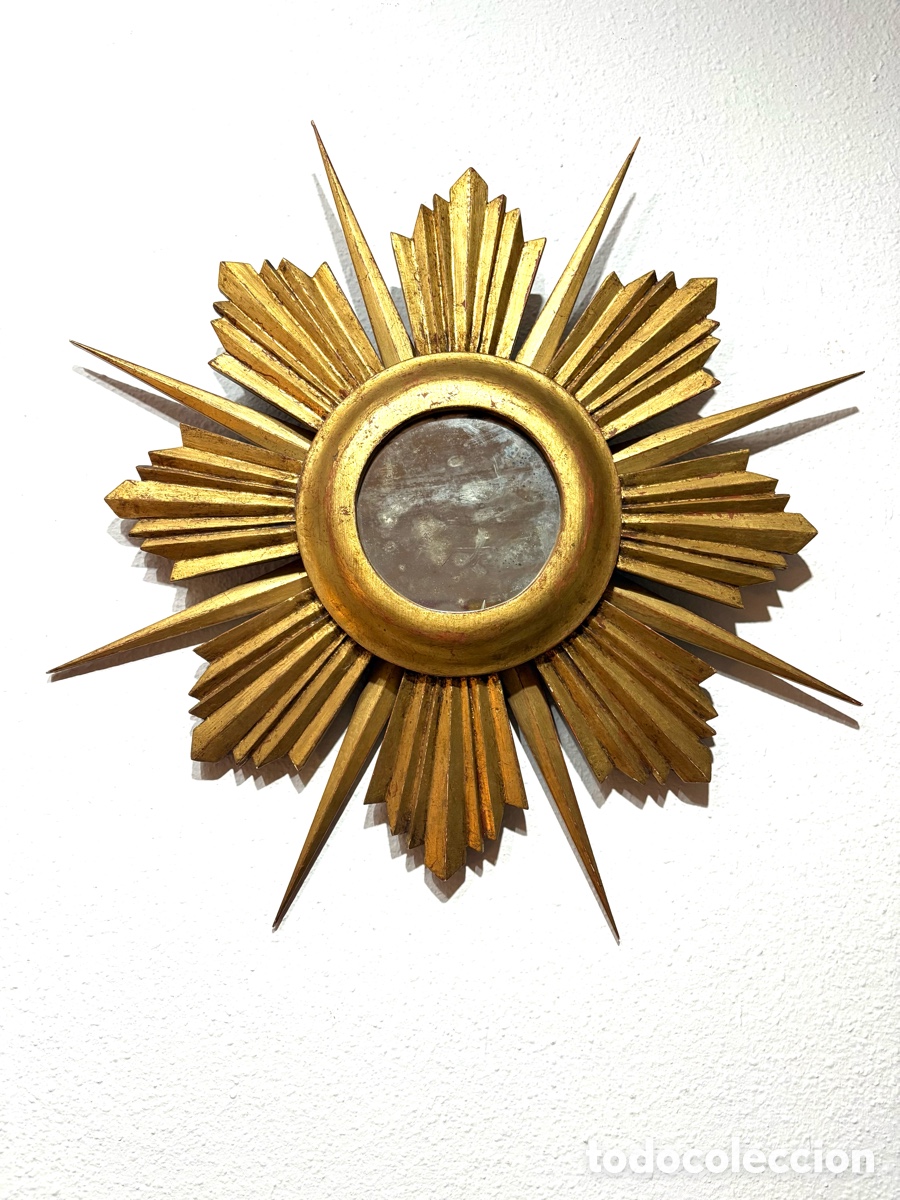 Antig&uuml;edades: ESPEJO SOL MADERA ORO - Foto 3