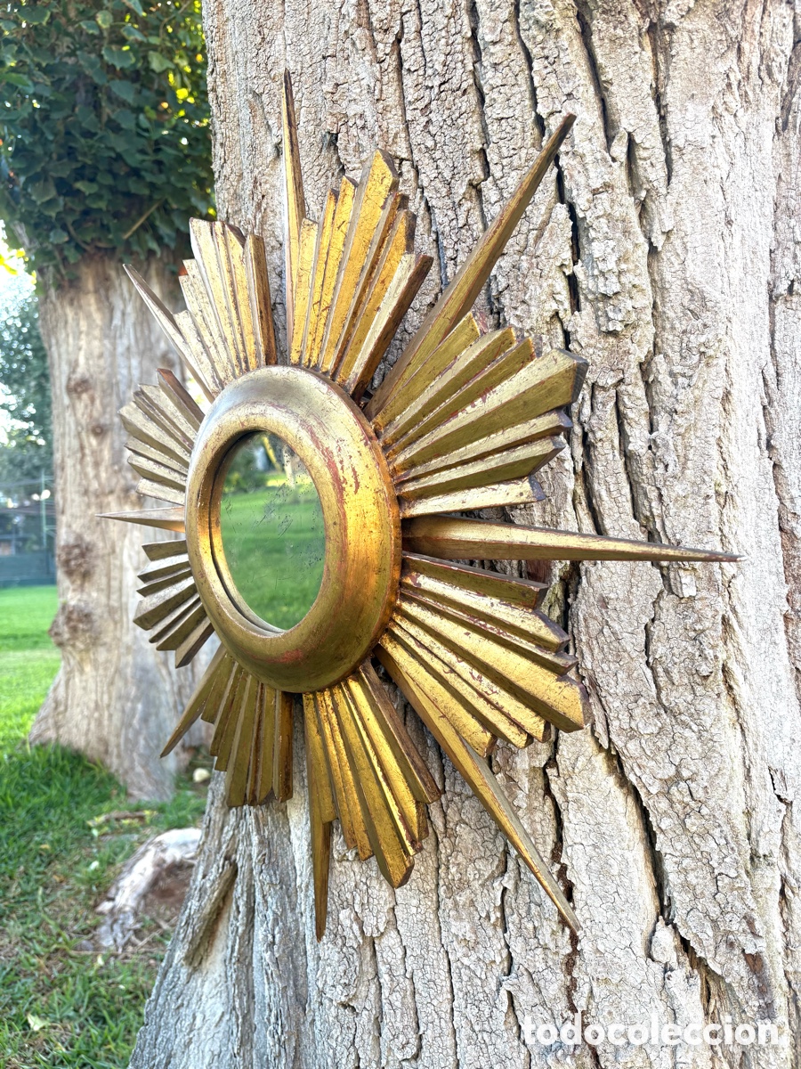 Antig&uuml;edades: ESPEJO SOL MADERA ORO - Foto 4