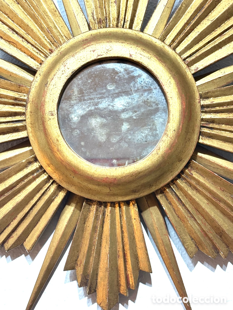 Antig&uuml;edades: ESPEJO SOL MADERA ORO - Foto 5