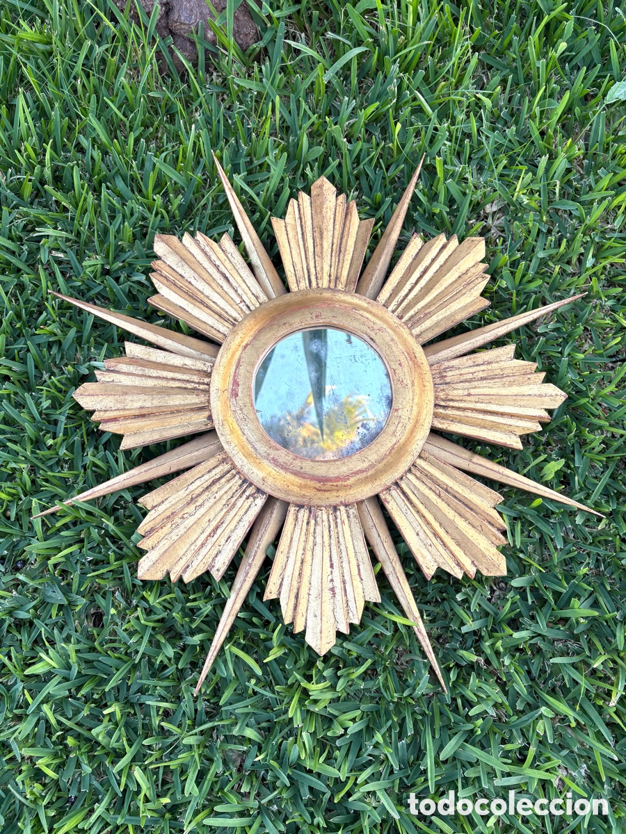 Antig&uuml;edades: ESPEJO SOL MADERA ORO - Foto 6