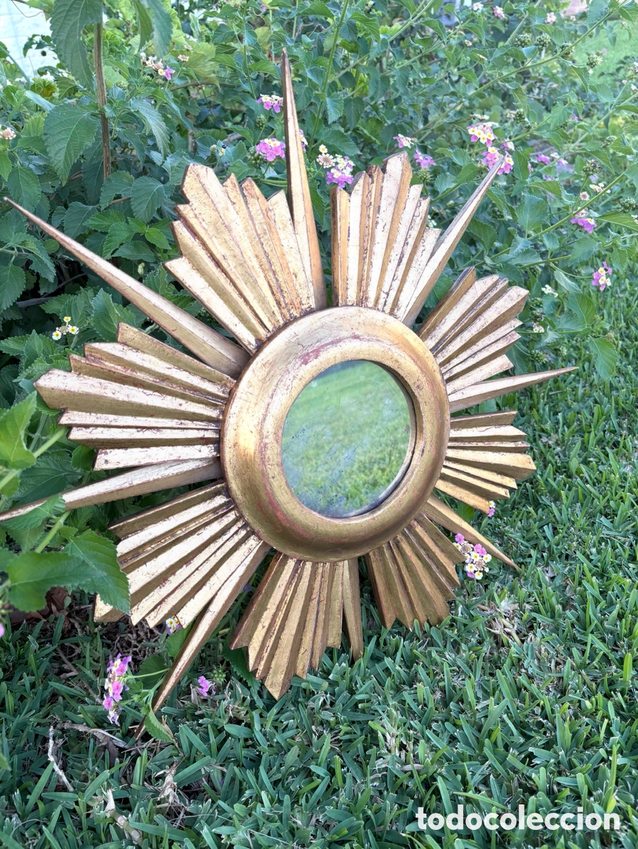 Antig&uuml;edades: ESPEJO SOL MADERA ORO - Foto 8