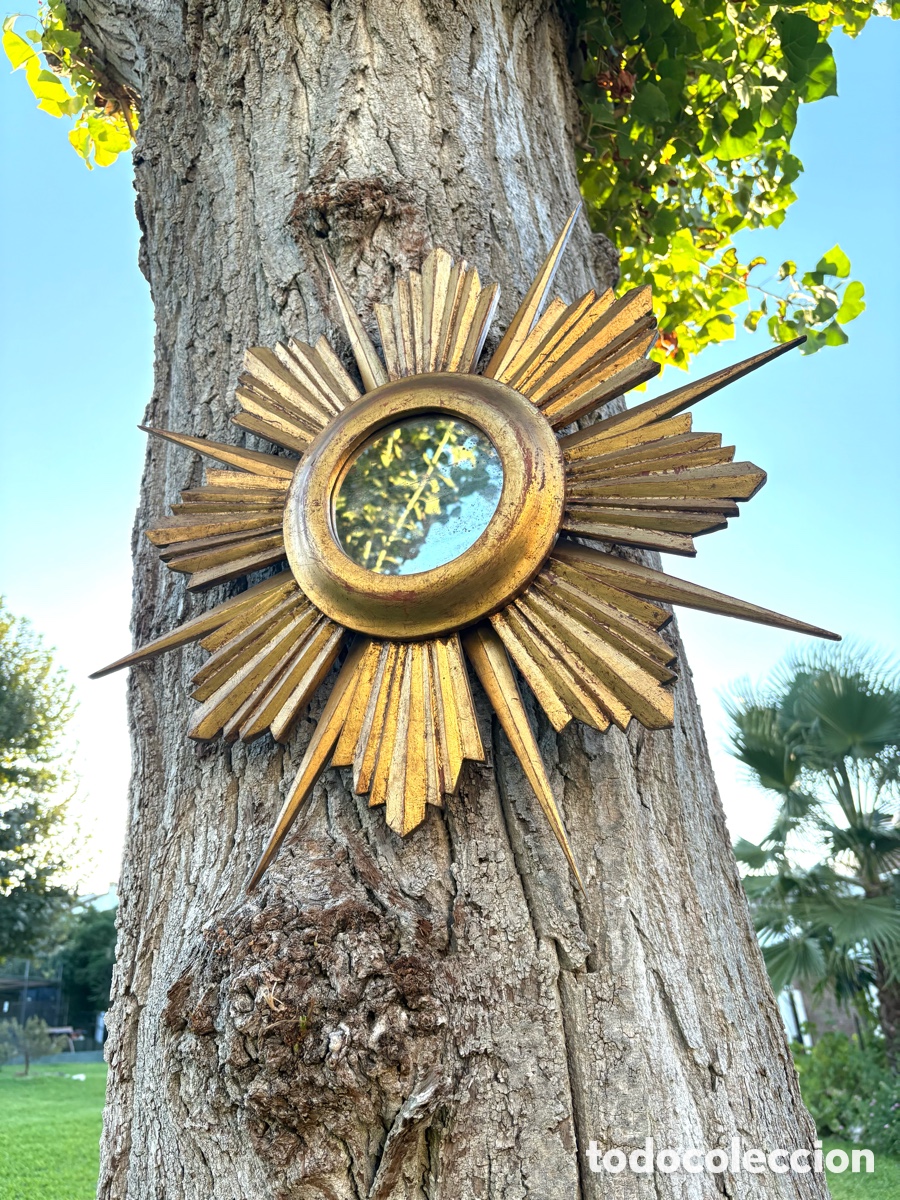 Antig&uuml;edades: ESPEJO SOL MADERA ORO - Foto 9
