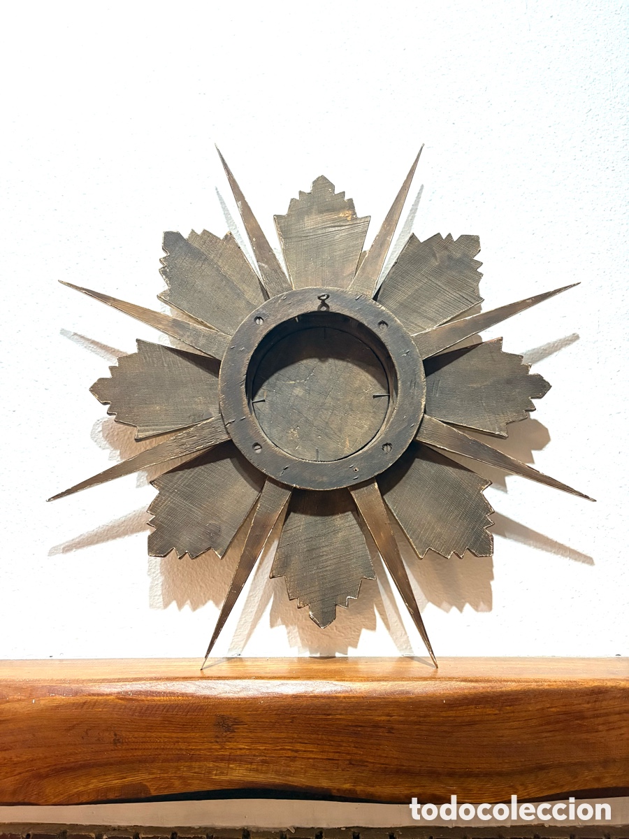 Antig&uuml;edades: ESPEJO SOL MADERA ORO - Foto 1