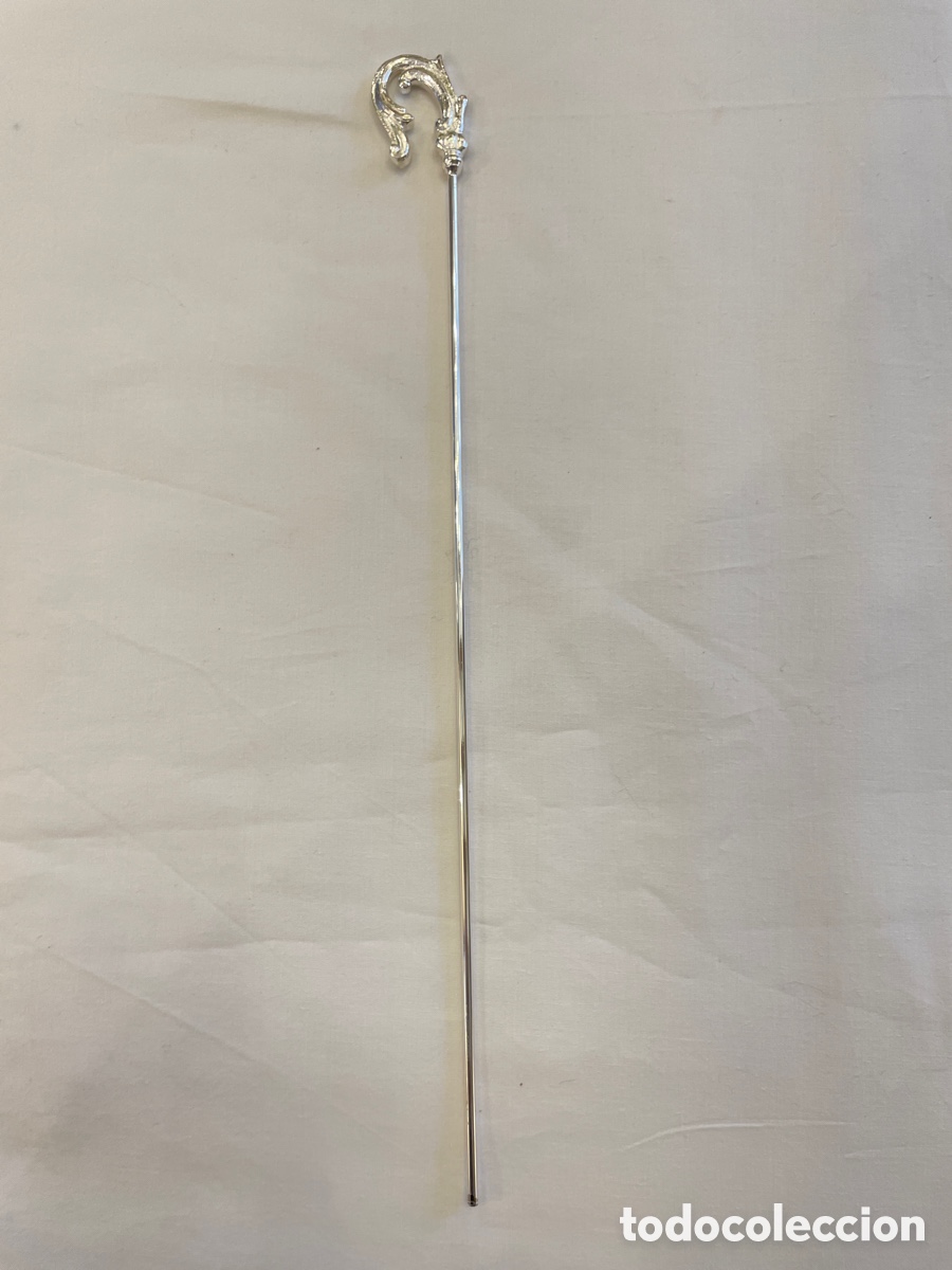 Antig&uuml;edades: B&aacute;culo con ba&ntilde;o de plata o dorado 35 cm largo - Foto 1