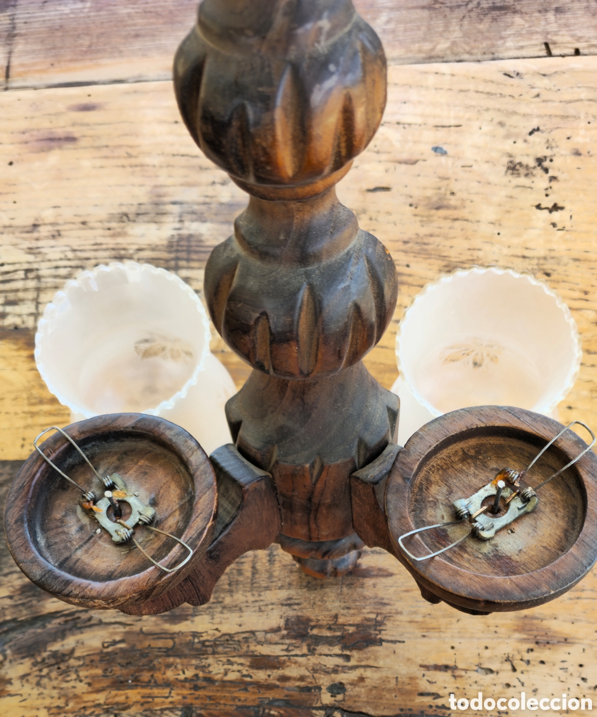 Antig&uuml;edades: Aplique madera y cristal - Foto 5