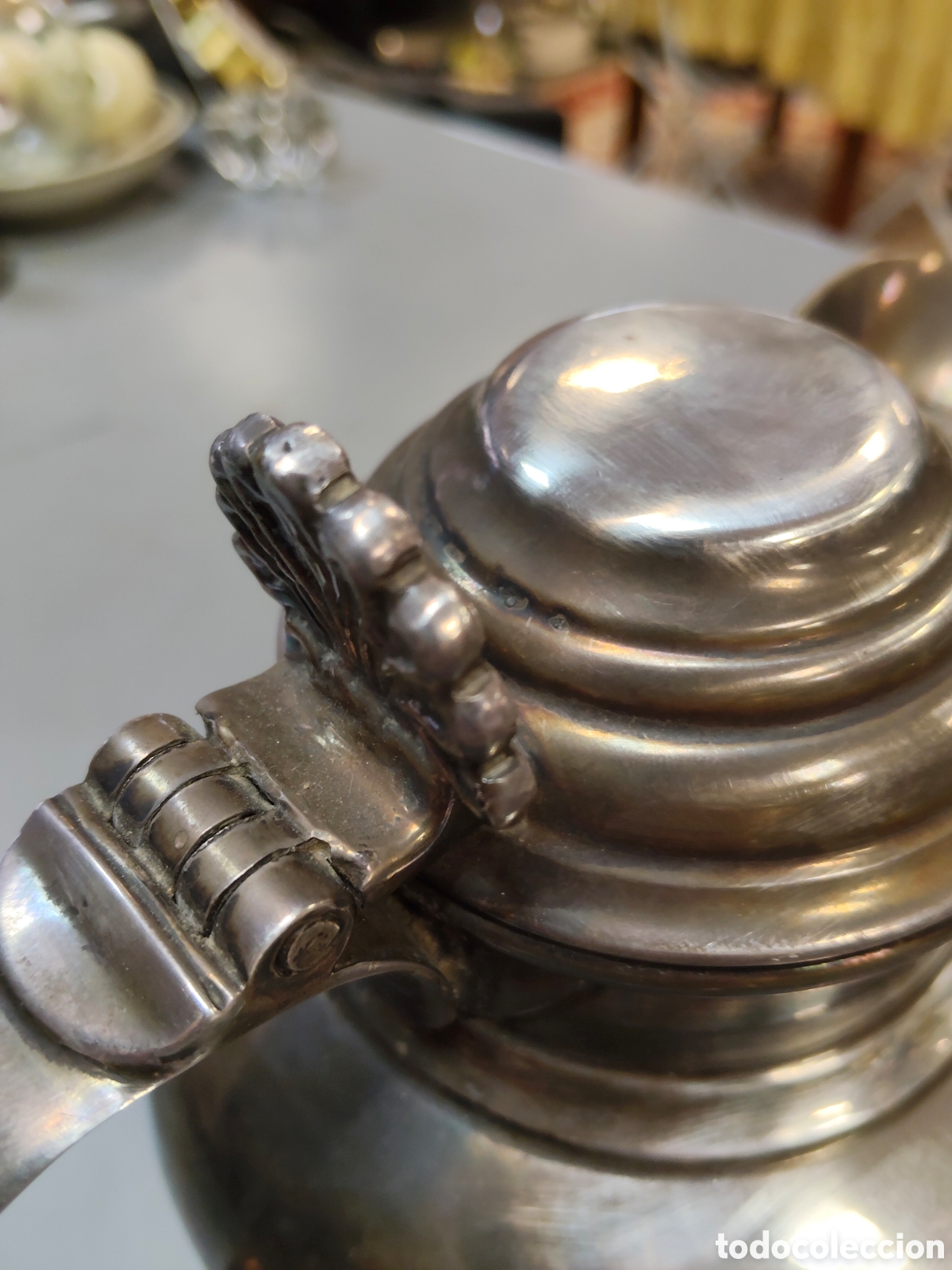 Antig&uuml;edades: Antigua cafetera de metal - Foto 3