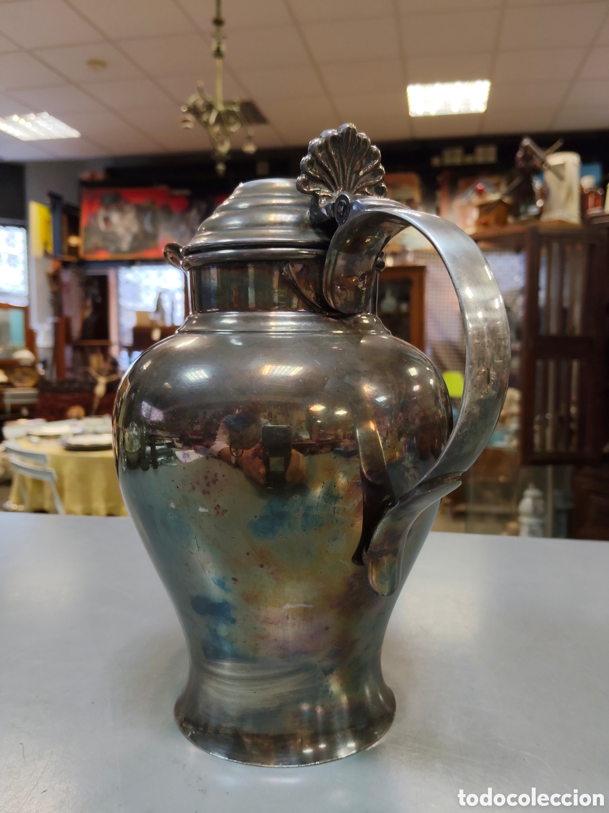 Antig&uuml;edades: Antigua cafetera de metal - Foto 1