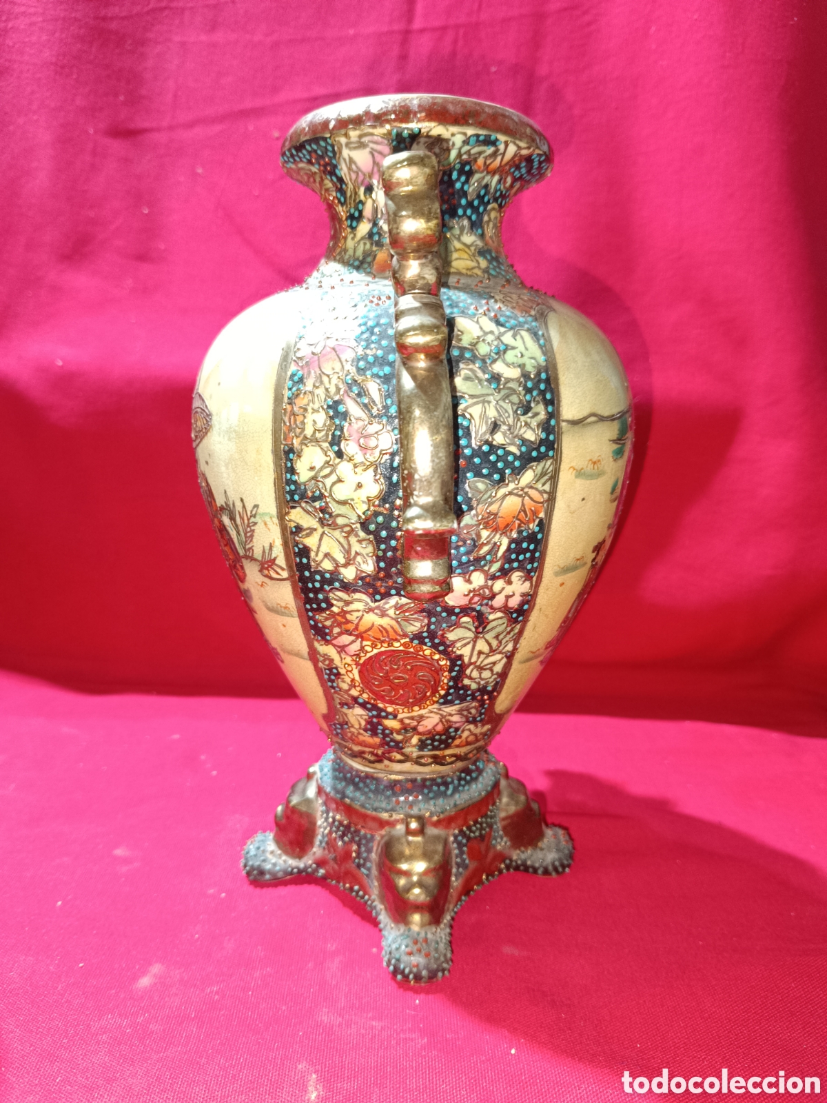 Antig&uuml;edades: Antiguo jarr&oacute;n Satsuma con relieves - Foto 3
