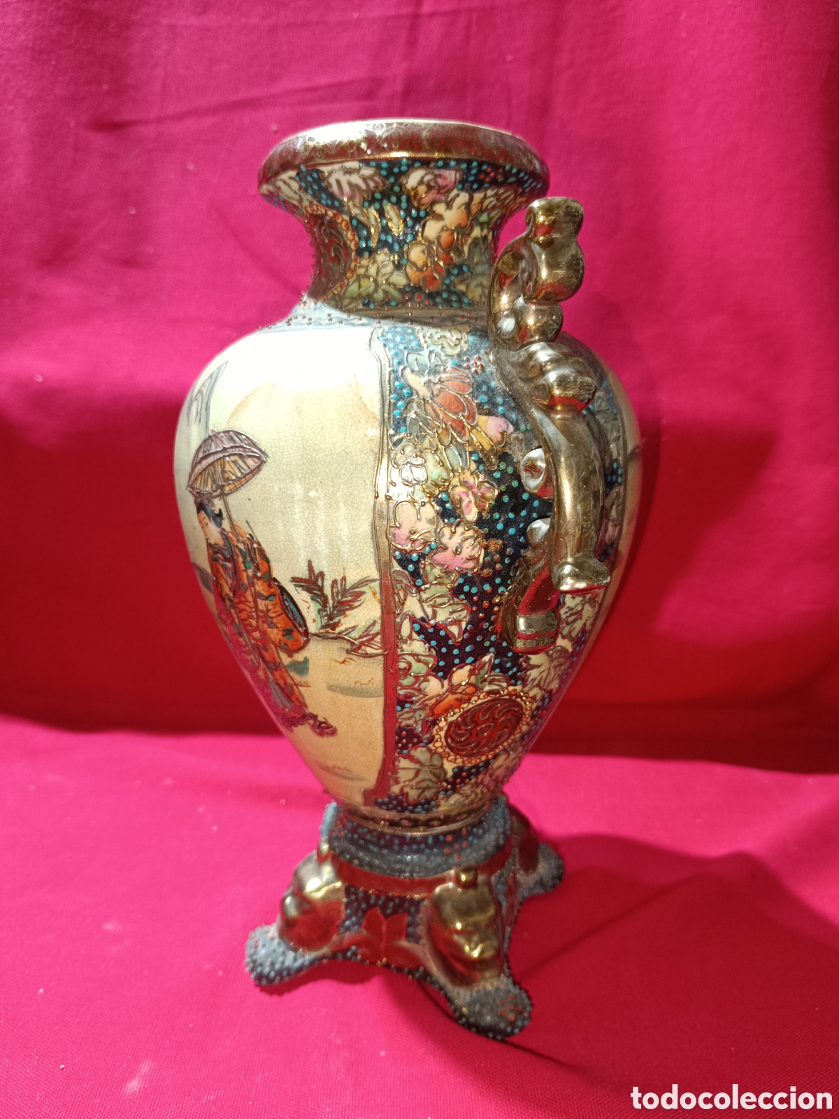 Antig&uuml;edades: Antiguo jarr&oacute;n Satsuma con relieves - Foto 5