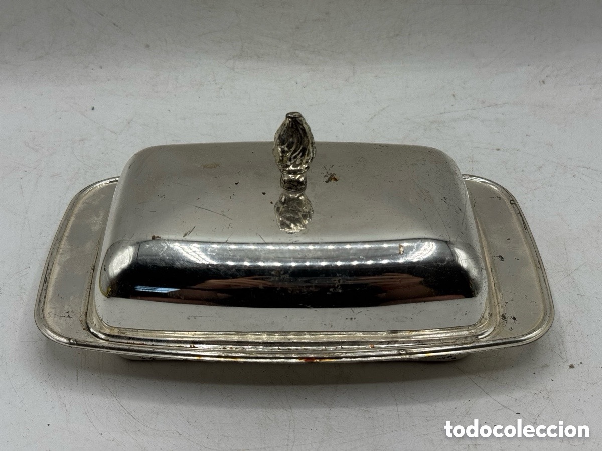Antig&uuml;edades: Mantequera plateada antigua - Foto 3