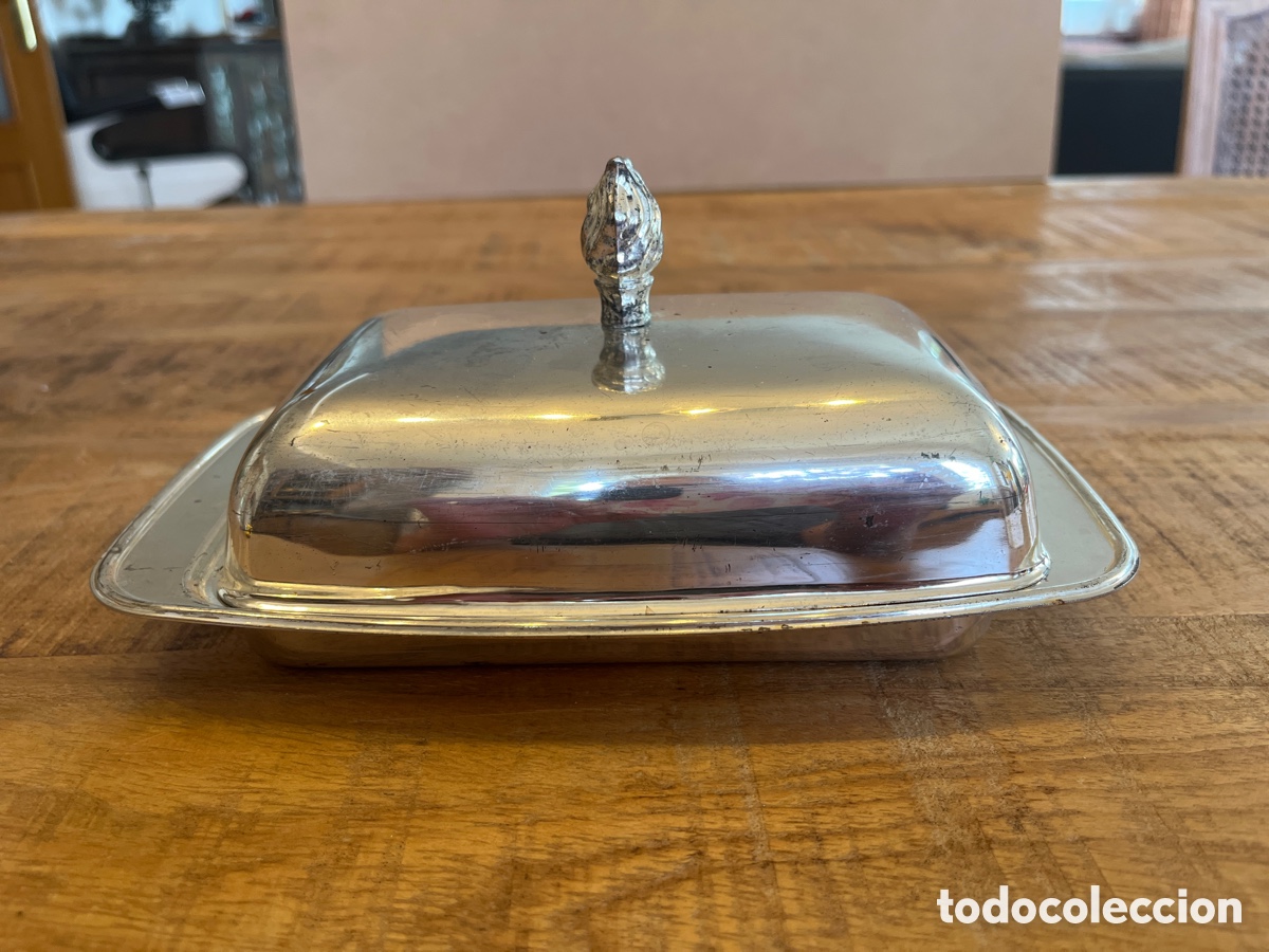 Antig&uuml;edades: Mantequera plateada antigua - Foto 1