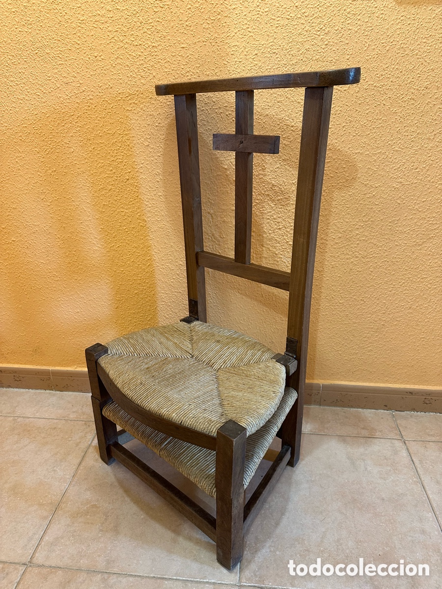 Antig&uuml;edades: Reclinatorio antiguo de madera con asiento - Foto 3