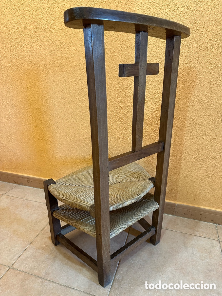 Antig&uuml;edades: Reclinatorio antiguo de madera con asiento - Foto 4