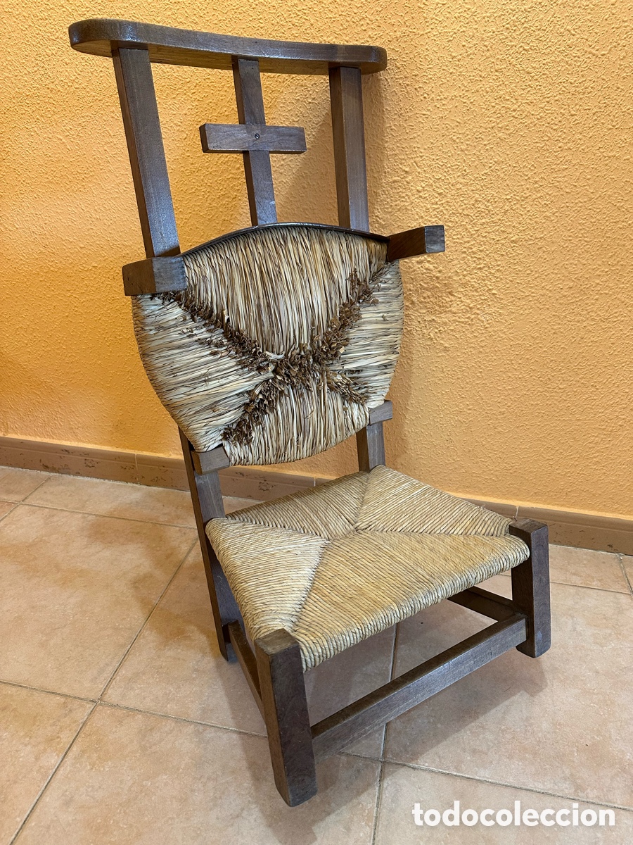 Antig&uuml;edades: Reclinatorio antiguo de madera con asiento - Foto 7