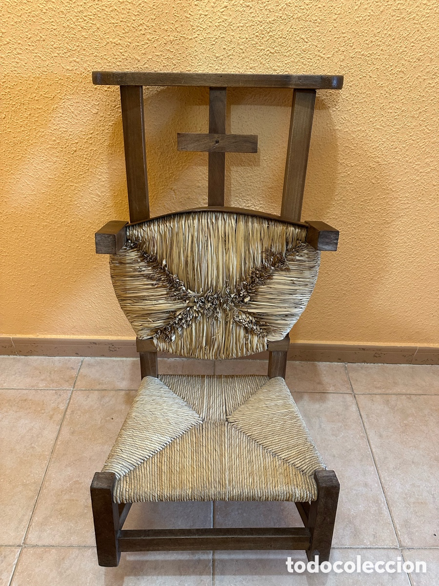 Antig&uuml;edades: Reclinatorio antiguo de madera con asiento - Foto 8