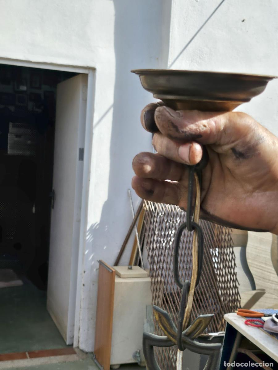 Antig&uuml;edades: lampara de metal antigua - Foto 6