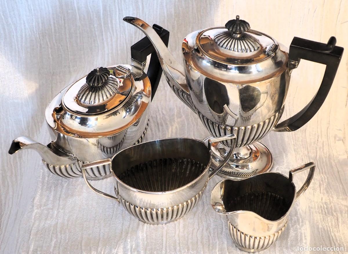 Antig&uuml;edades: Juego de t&eacute; ingl&eacute;s ba&ntilde;ado en plata - Foto 11