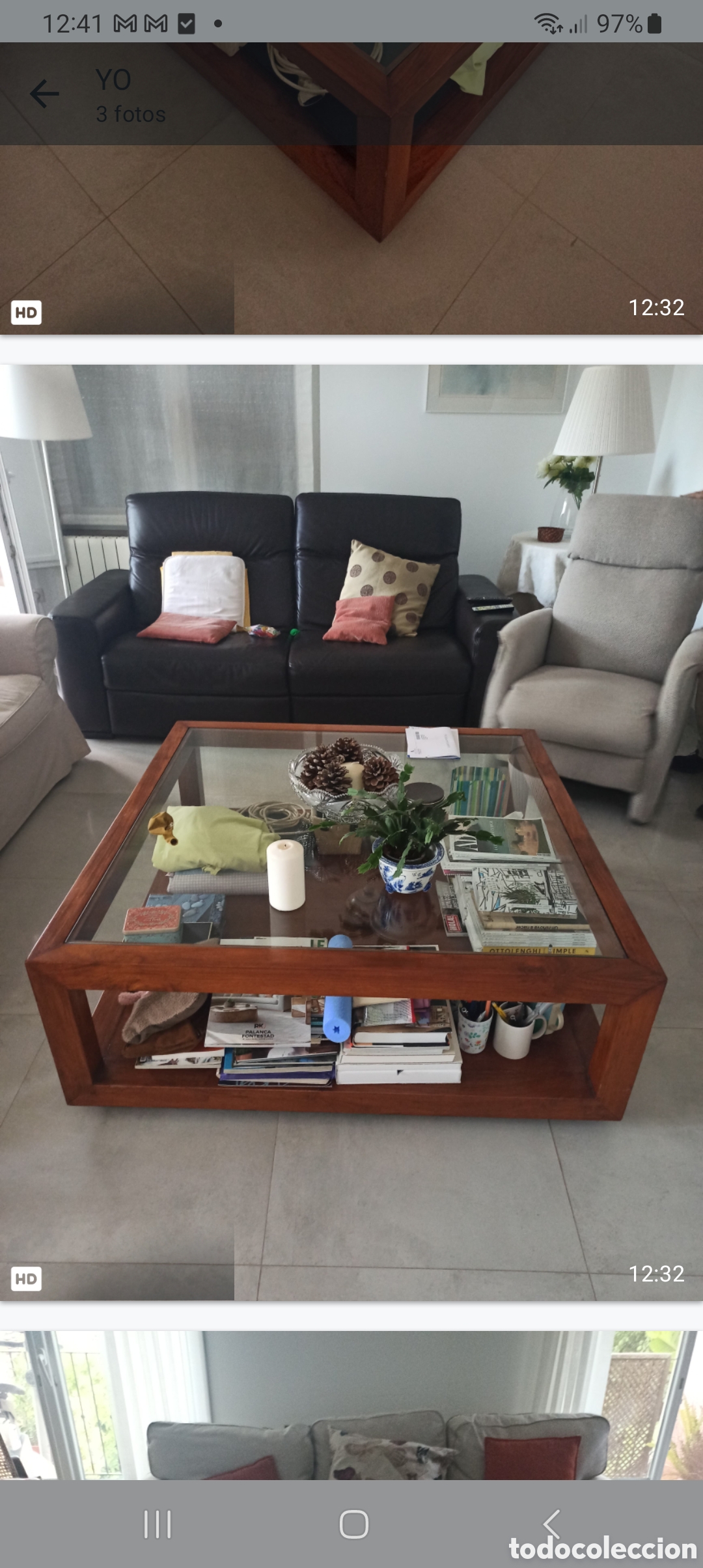 Antig&uuml;edades: Mesa baja sal&oacute;n madera y cristal - Foto 2