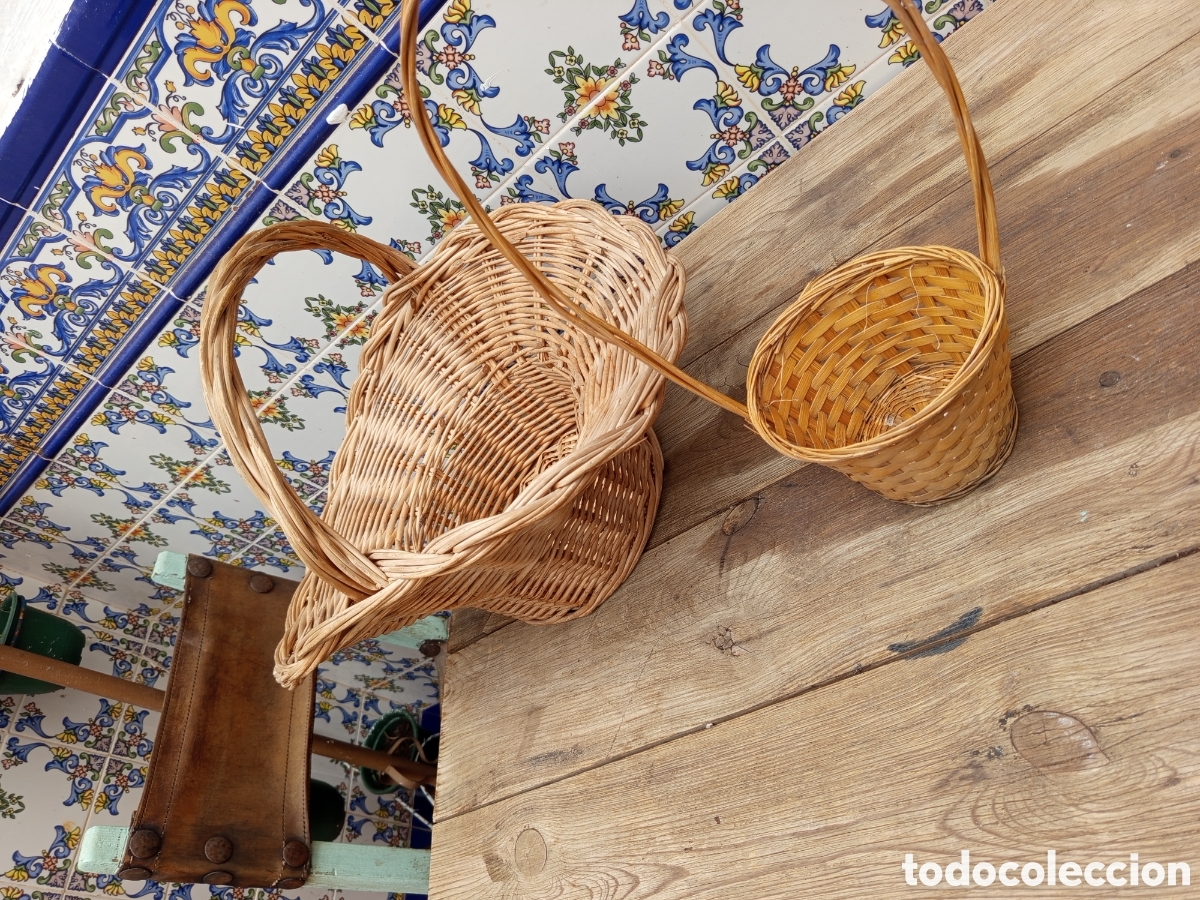Antig&uuml;edades: Dos cesta de mimbre en buen estado - Foto 4