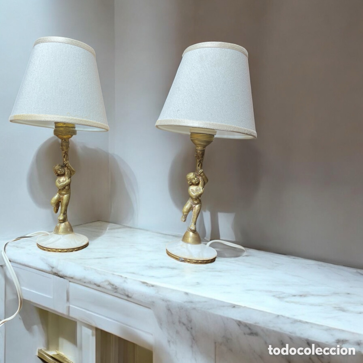 Antig&uuml;edades: Pareja de lamparitas de bronce - Foto 5