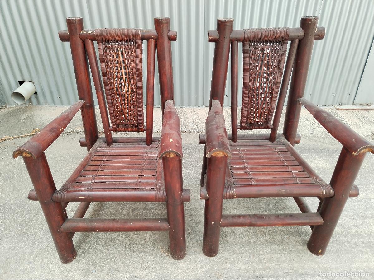 Antig&uuml;edades: 2 sillones pagoda en bamb&uacute; - Foto 4