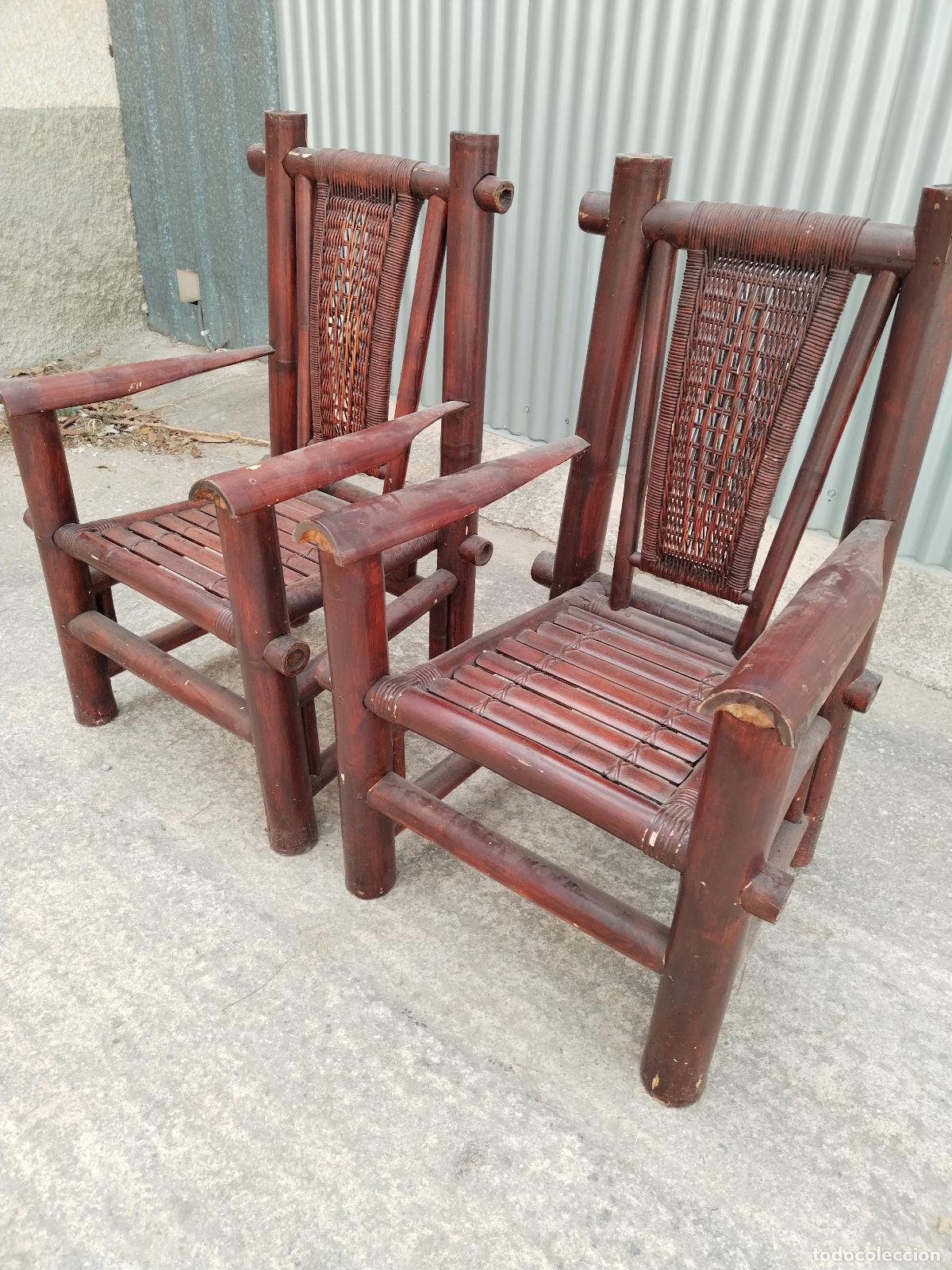 Antig&uuml;edades: 2 sillones pagoda en bamb&uacute; - Foto 5