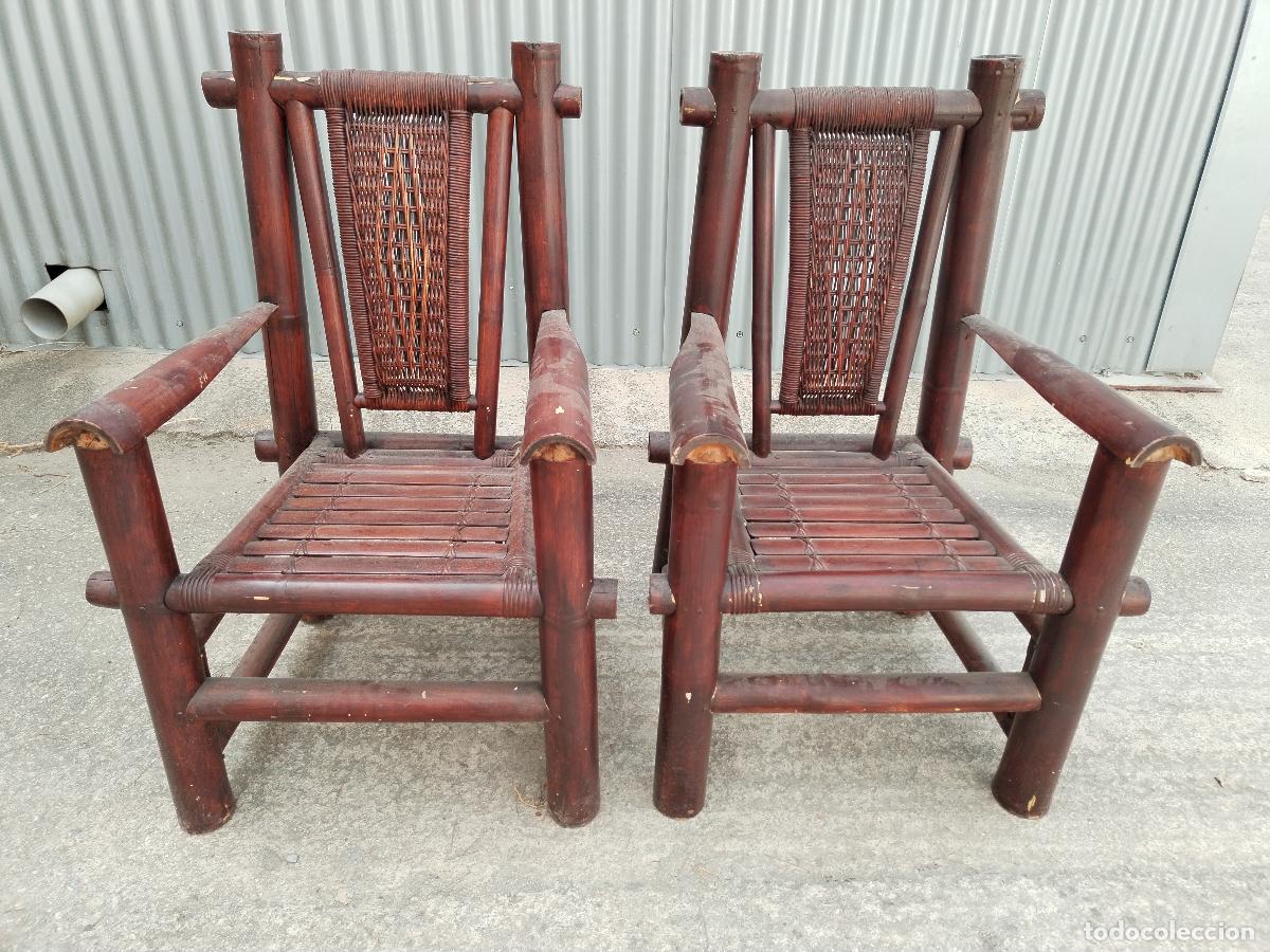 Antig&uuml;edades: 2 sillones pagoda en bamb&uacute; - Foto 6