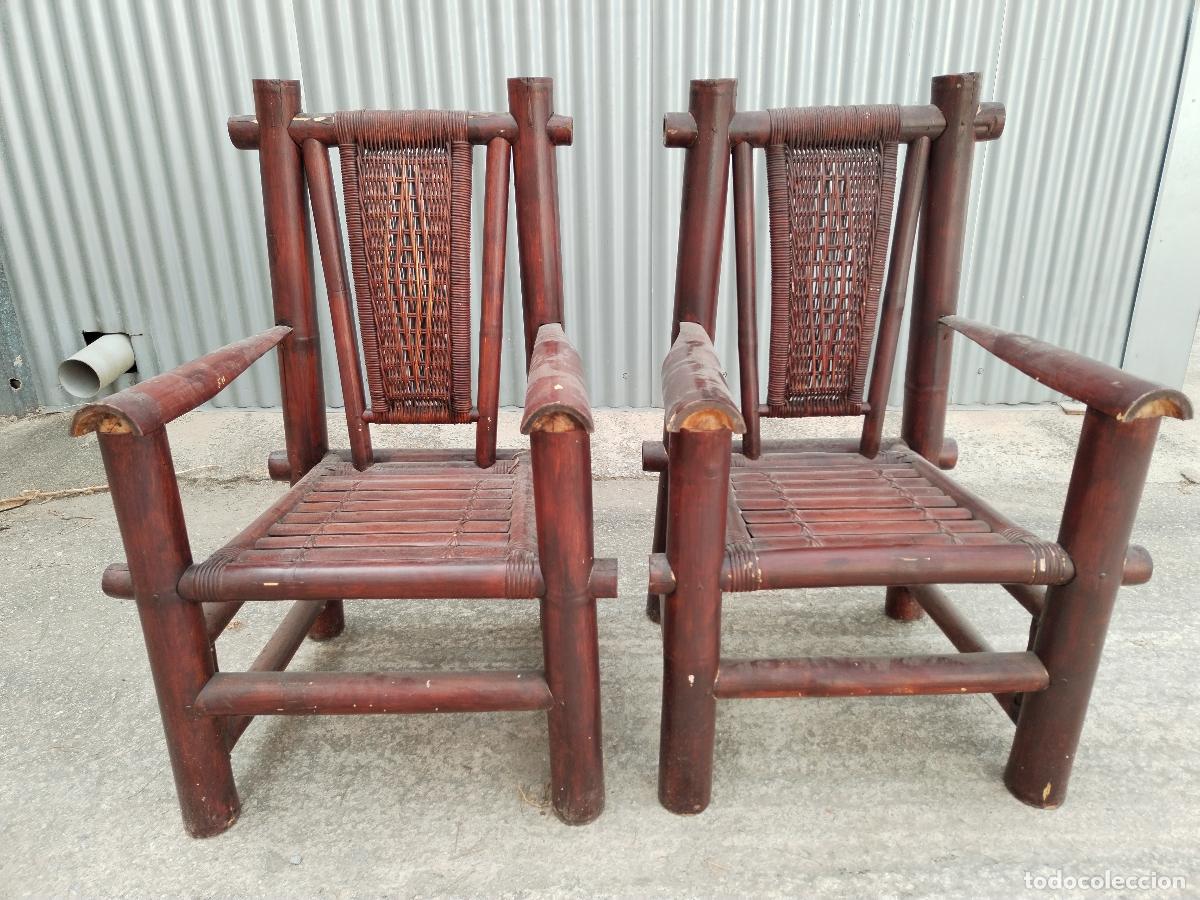 Antig&uuml;edades: 2 sillones pagoda en bamb&uacute; - Foto 8