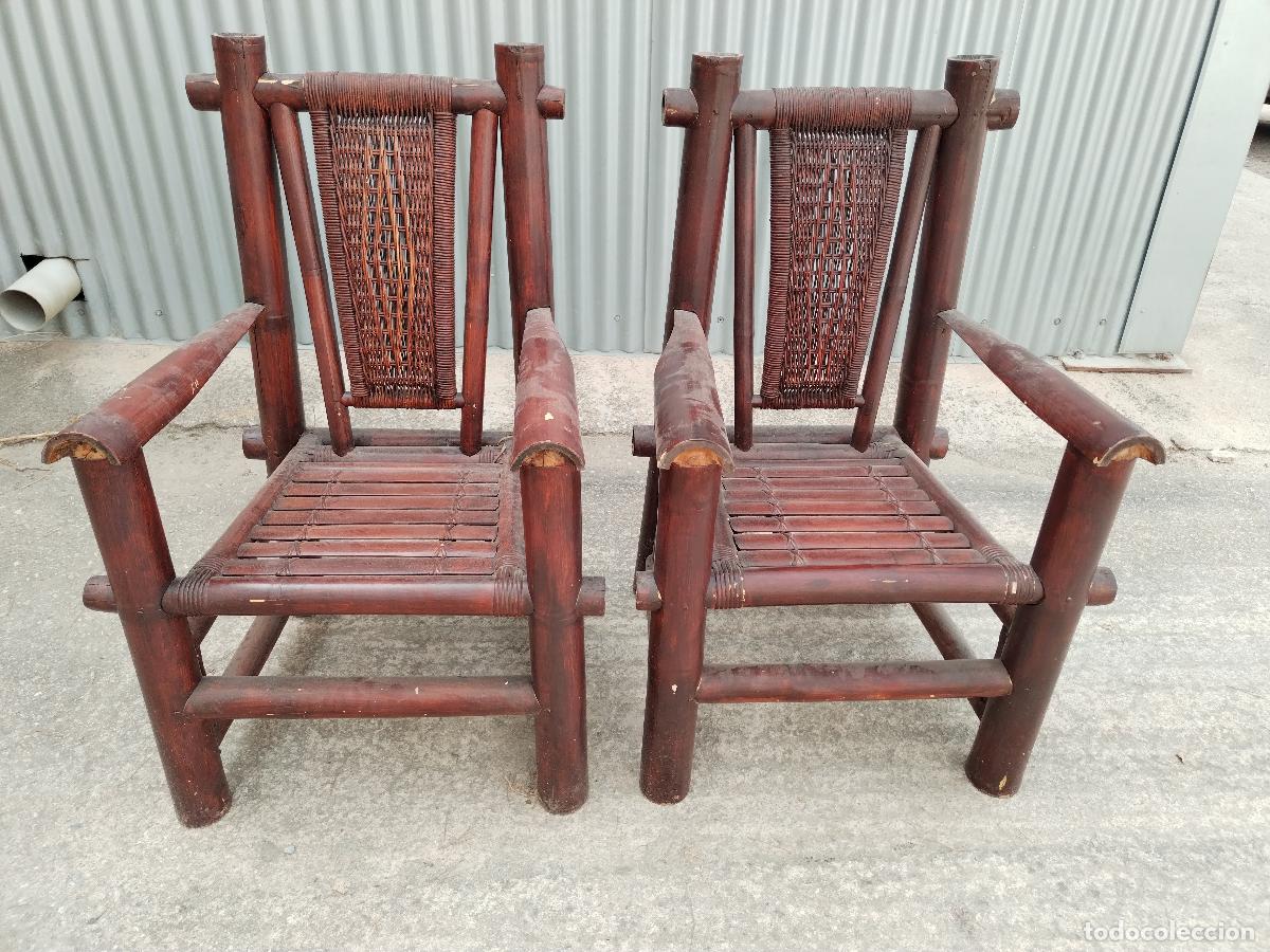 Antig&uuml;edades: 2 sillones pagoda en bamb&uacute; - Foto 13