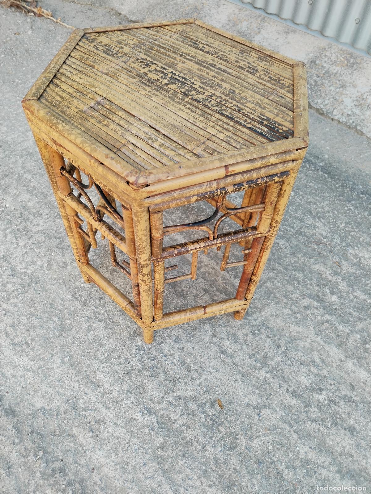 Antig&uuml;edades: mesa vintage octagono bamb&uacute; - Foto 2