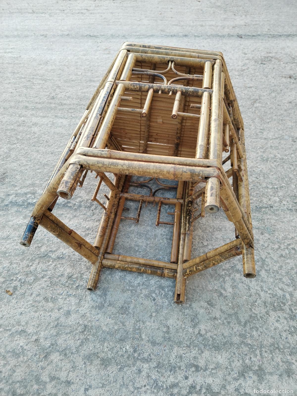 Antig&uuml;edades: mesa vintage octagono bamb&uacute; - Foto 4
