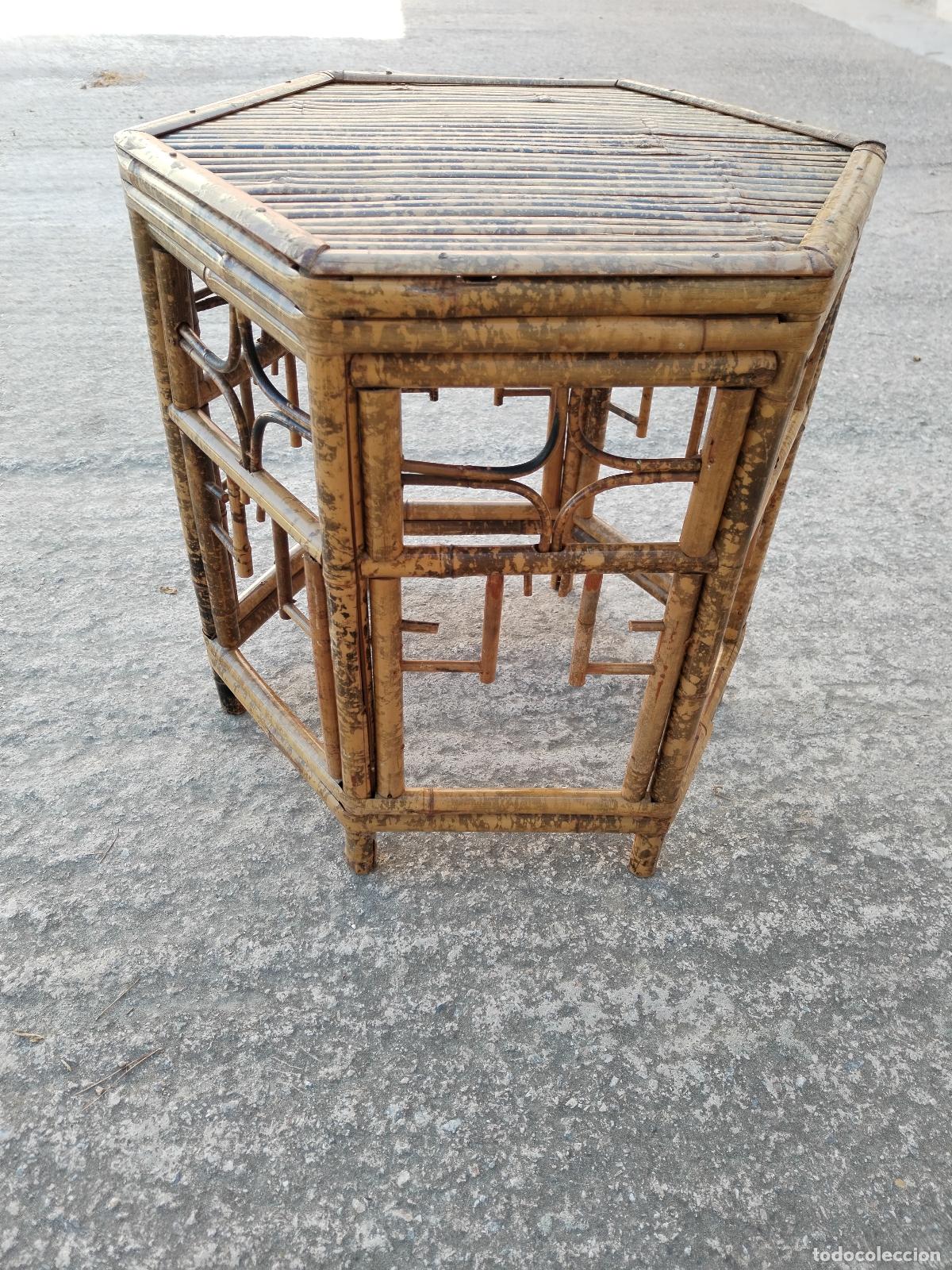 Antig&uuml;edades: mesa vintage octagono bamb&uacute; - Foto 8