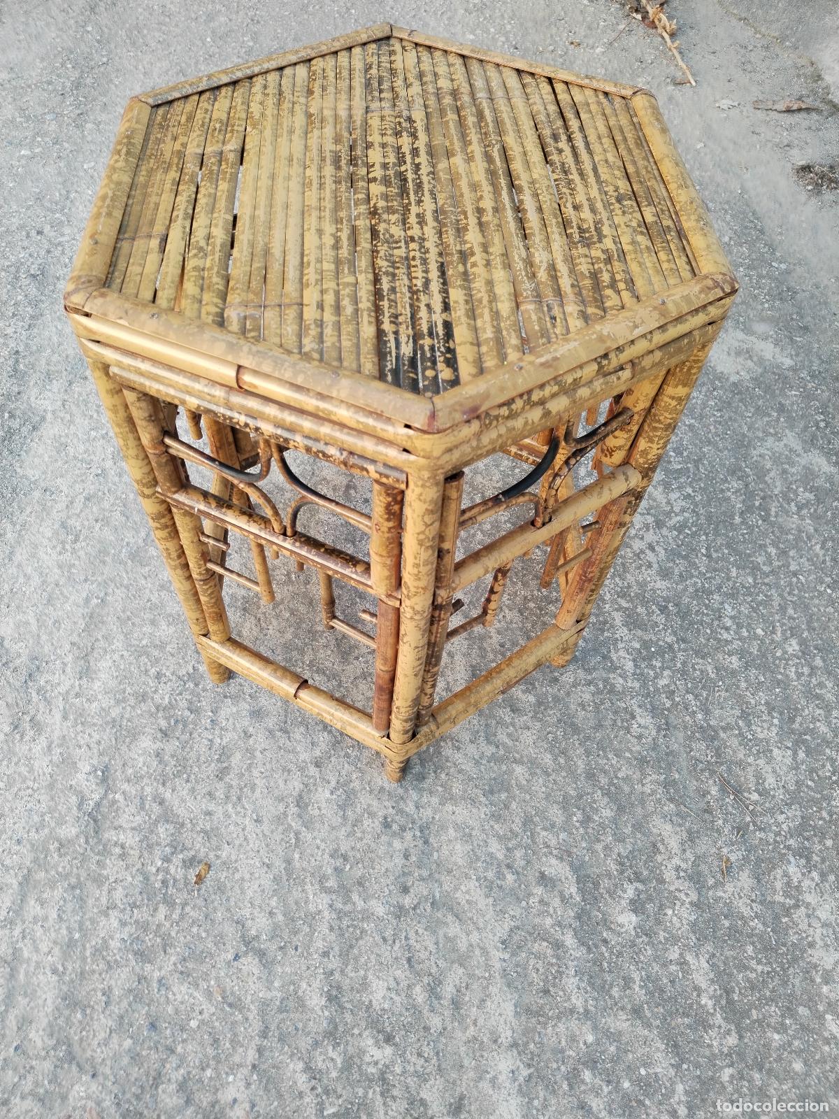 Antig&uuml;edades: mesa vintage octagono bamb&uacute; - Foto 9
