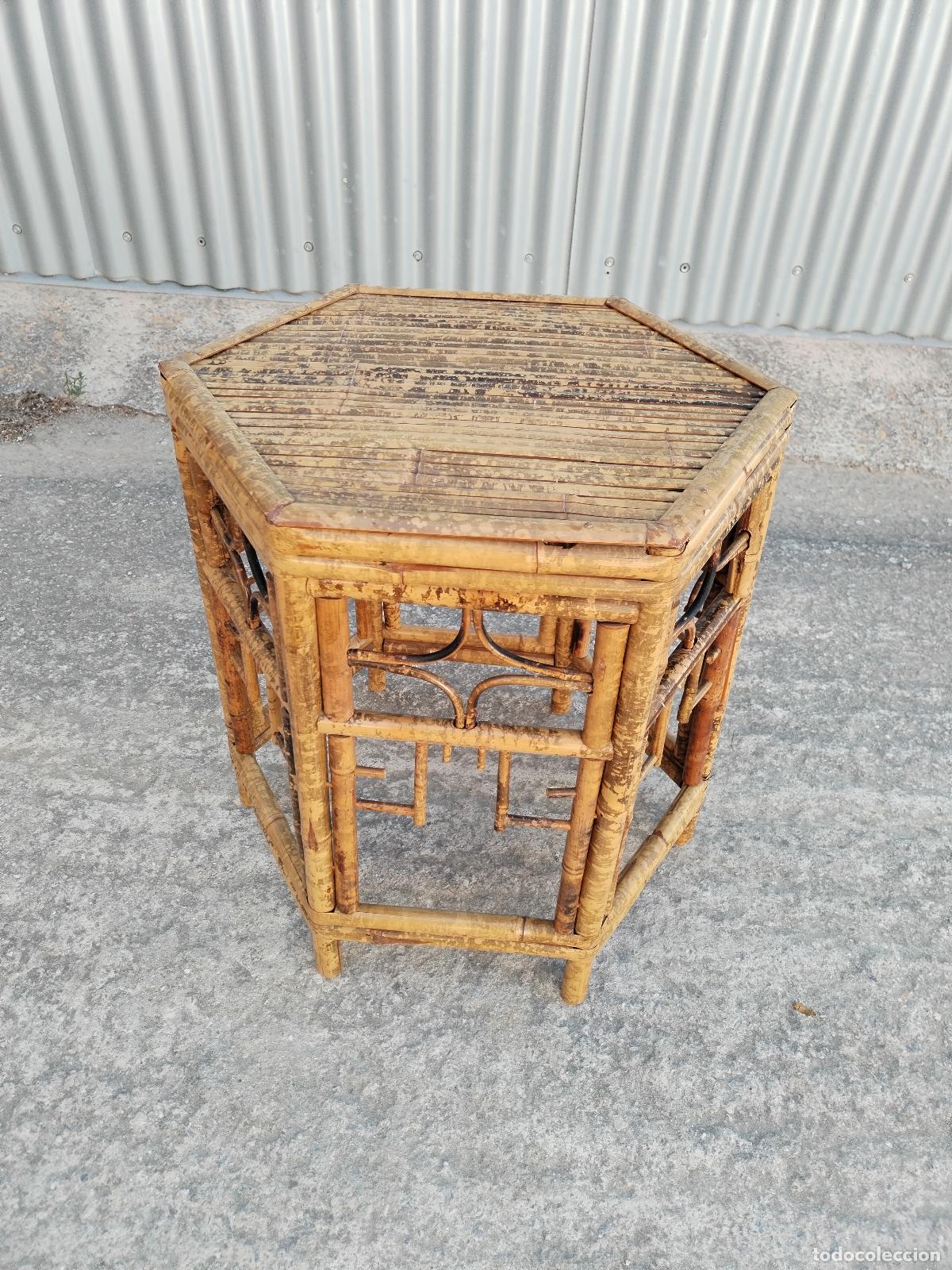 Antig&uuml;edades: mesa vintage octagono bamb&uacute; - Foto 10