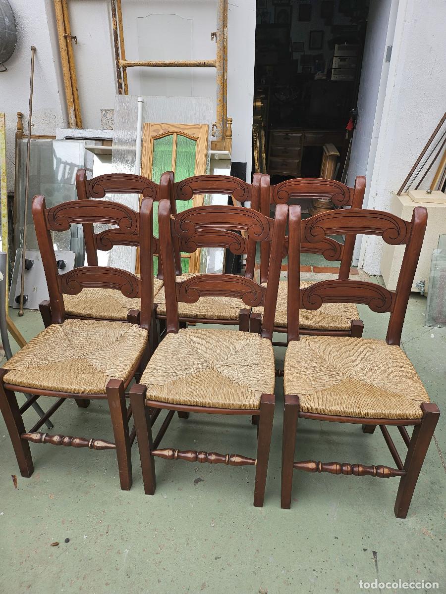 Antig&uuml;edades: 6 sillas de madera rusticas - Foto 2