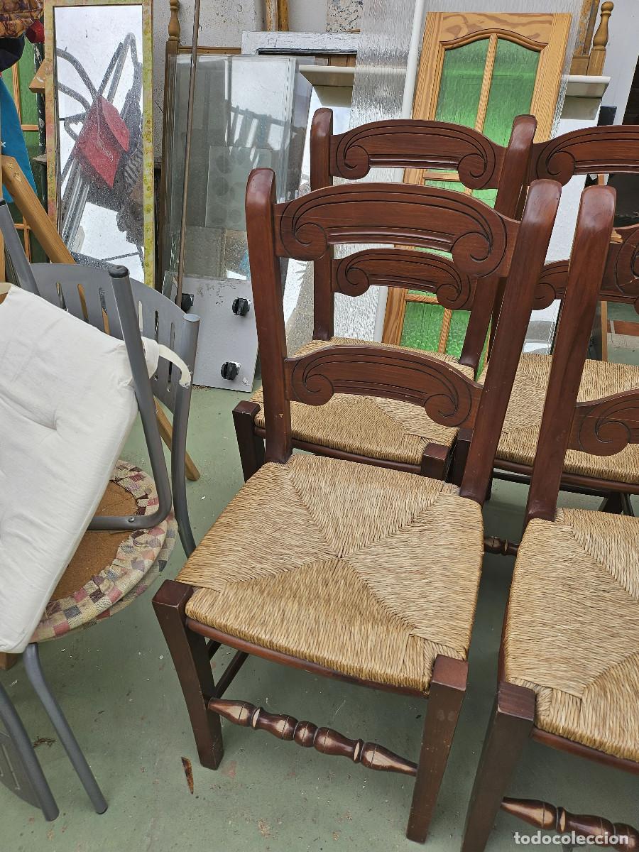 Antig&uuml;edades: 6 sillas de madera rusticas - Foto 3