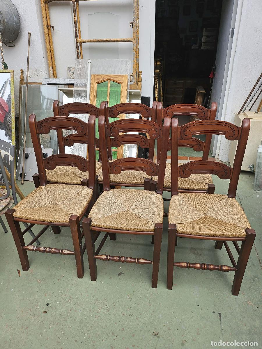 Antig&uuml;edades: 6 sillas de madera rusticas - Foto 6