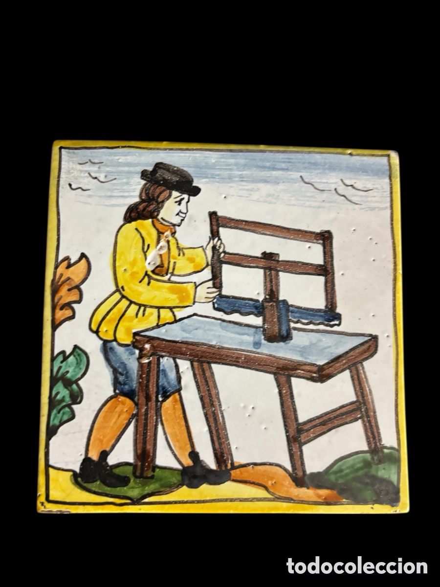 Antig&uuml;edades: Azulejo catal&aacute;n .Carpintero - Foto 2