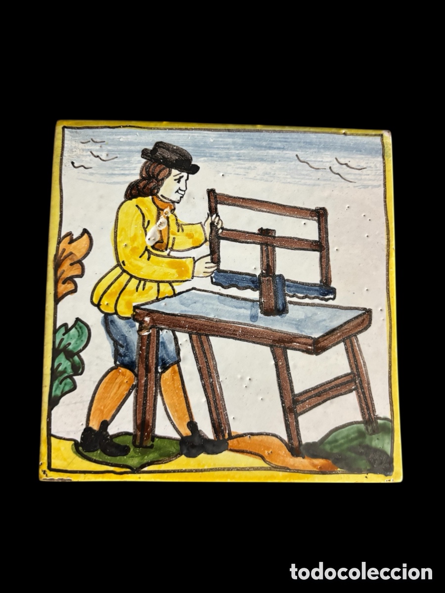 Antig&uuml;edades: Azulejo catal&aacute;n .Carpintero - Foto 1