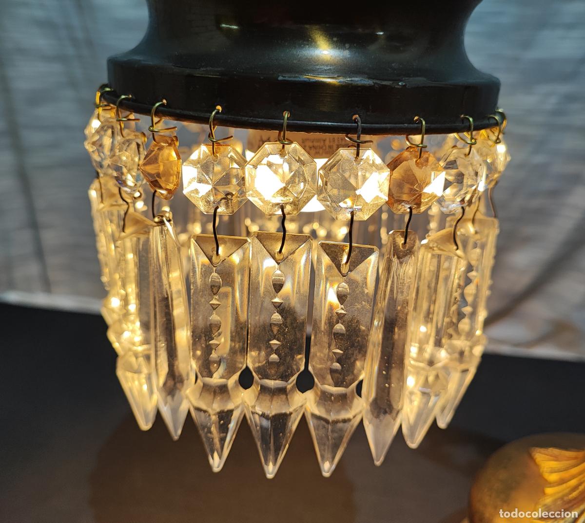 Antig&uuml;edades: EXCELENTE LAMPARA DE SOBRE MESA, DE BRONCE Y CRISTAL - Foto 7