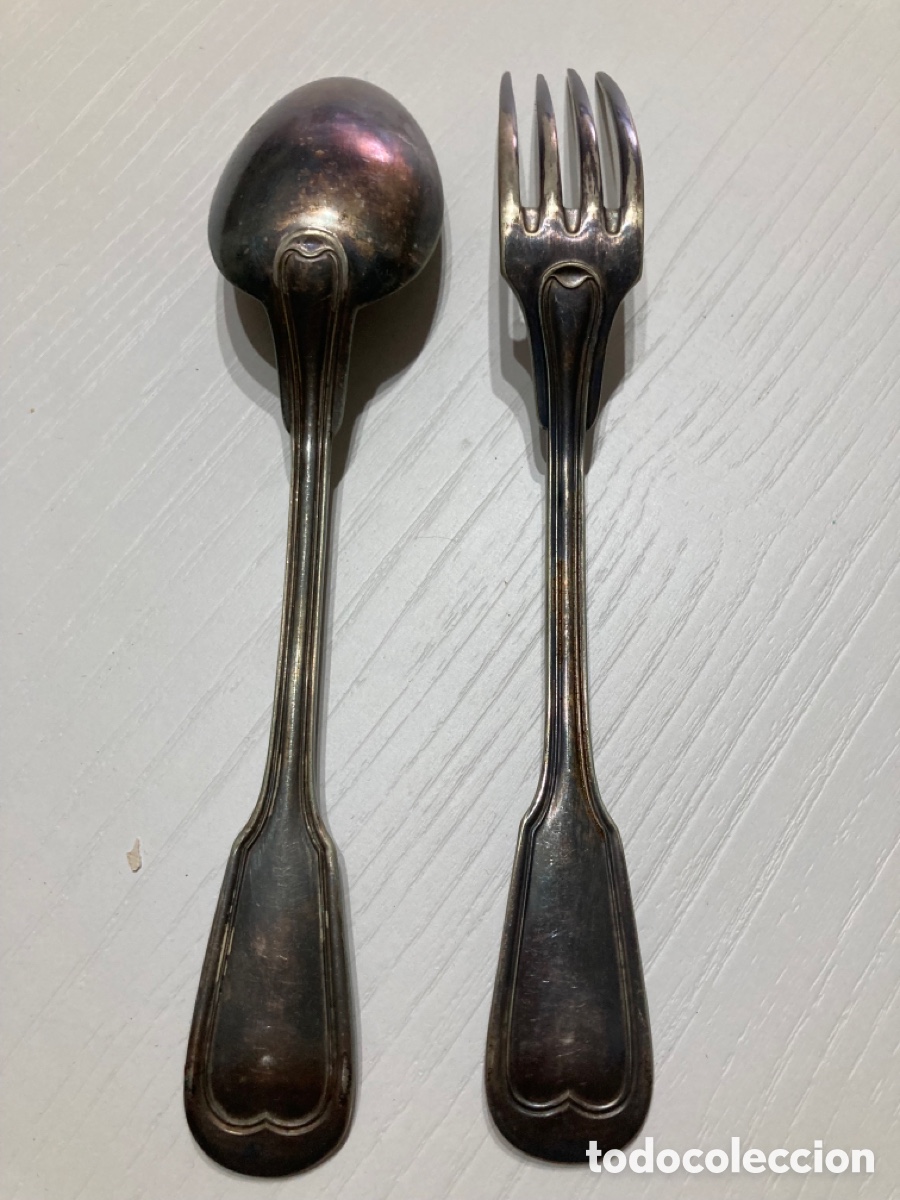 Antig&uuml;edades: Cuchara y tenedor de plata - Foto 2