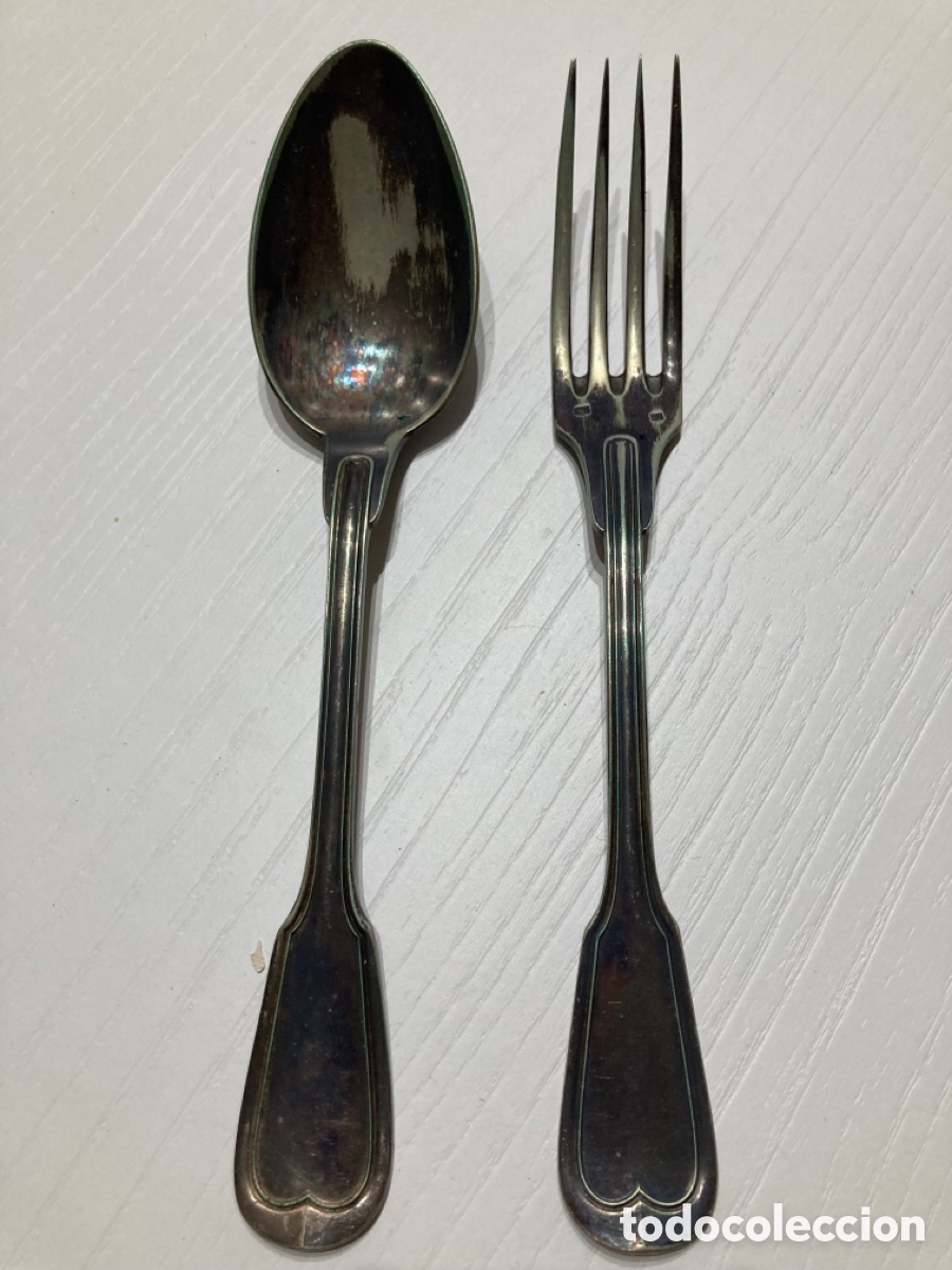 Antig&uuml;edades: Cuchara y tenedor de plata - Foto 1