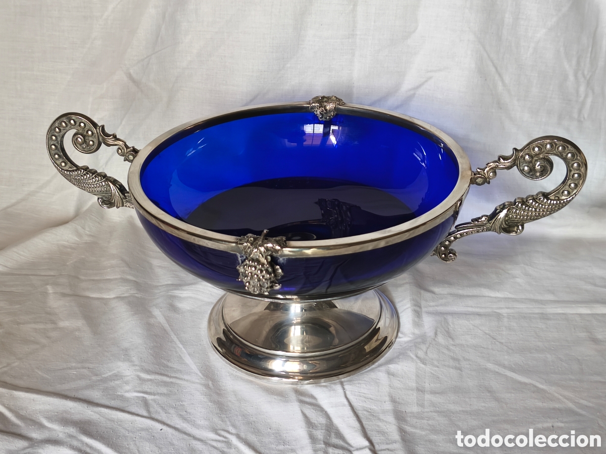 Antig&uuml;edades: Centro de mesa antiguo combinando cristal y metal - Foto 7