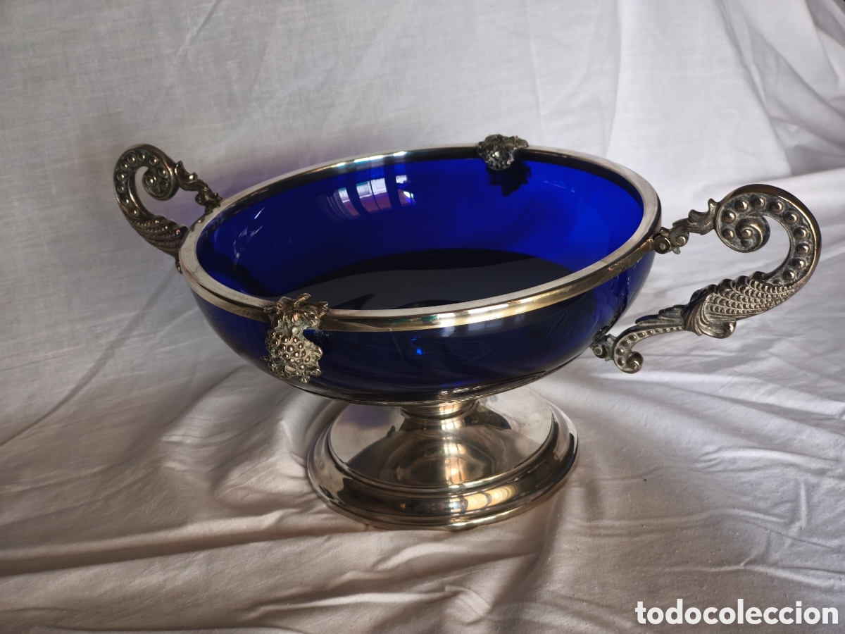 Antig&uuml;edades: Centro de mesa antiguo combinando cristal y metal - Foto 8