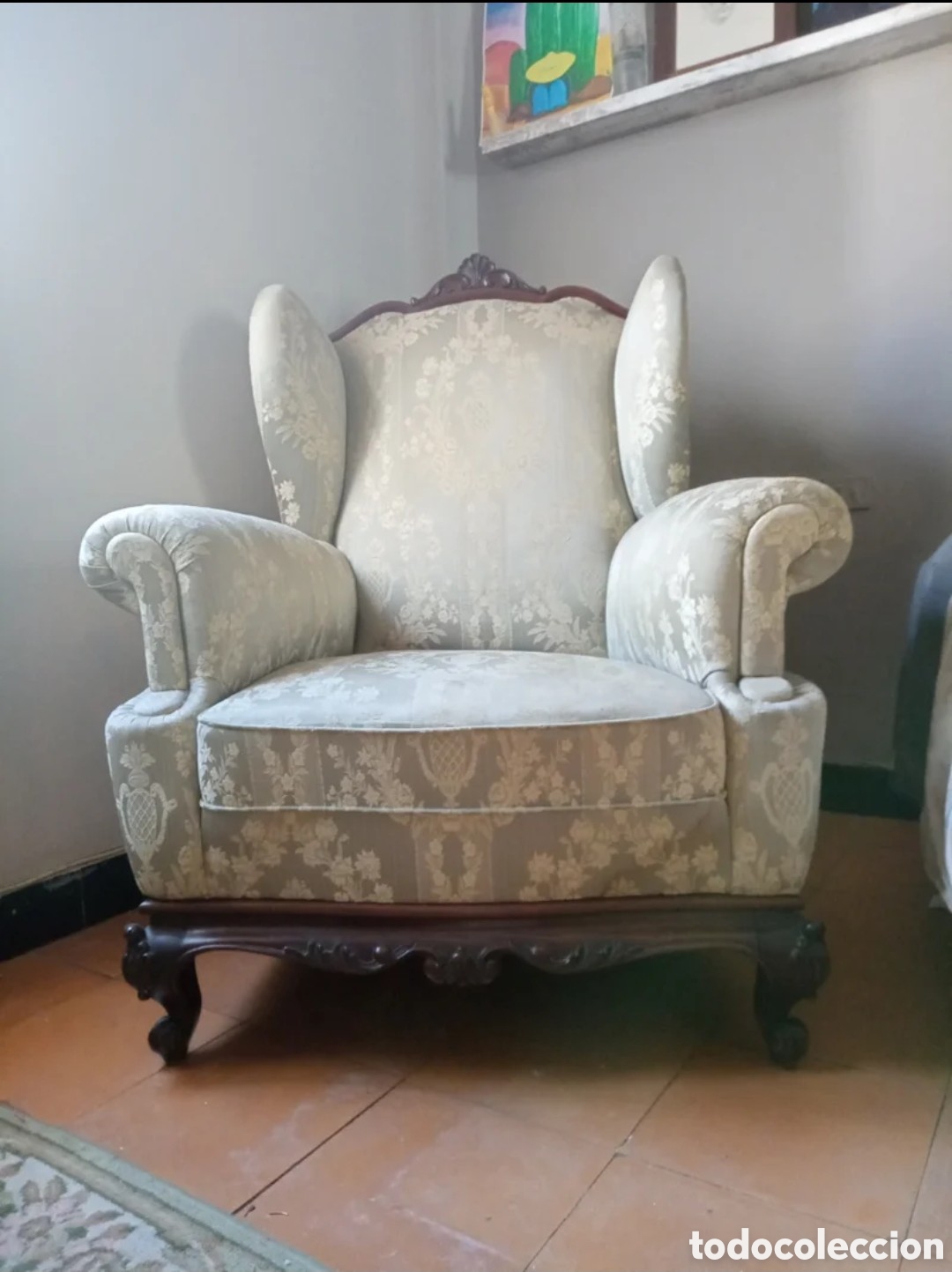 Antig&uuml;edades: Sill&oacute;n Caoba y Seda - peque&ntilde;os desperfectos - Foto 1