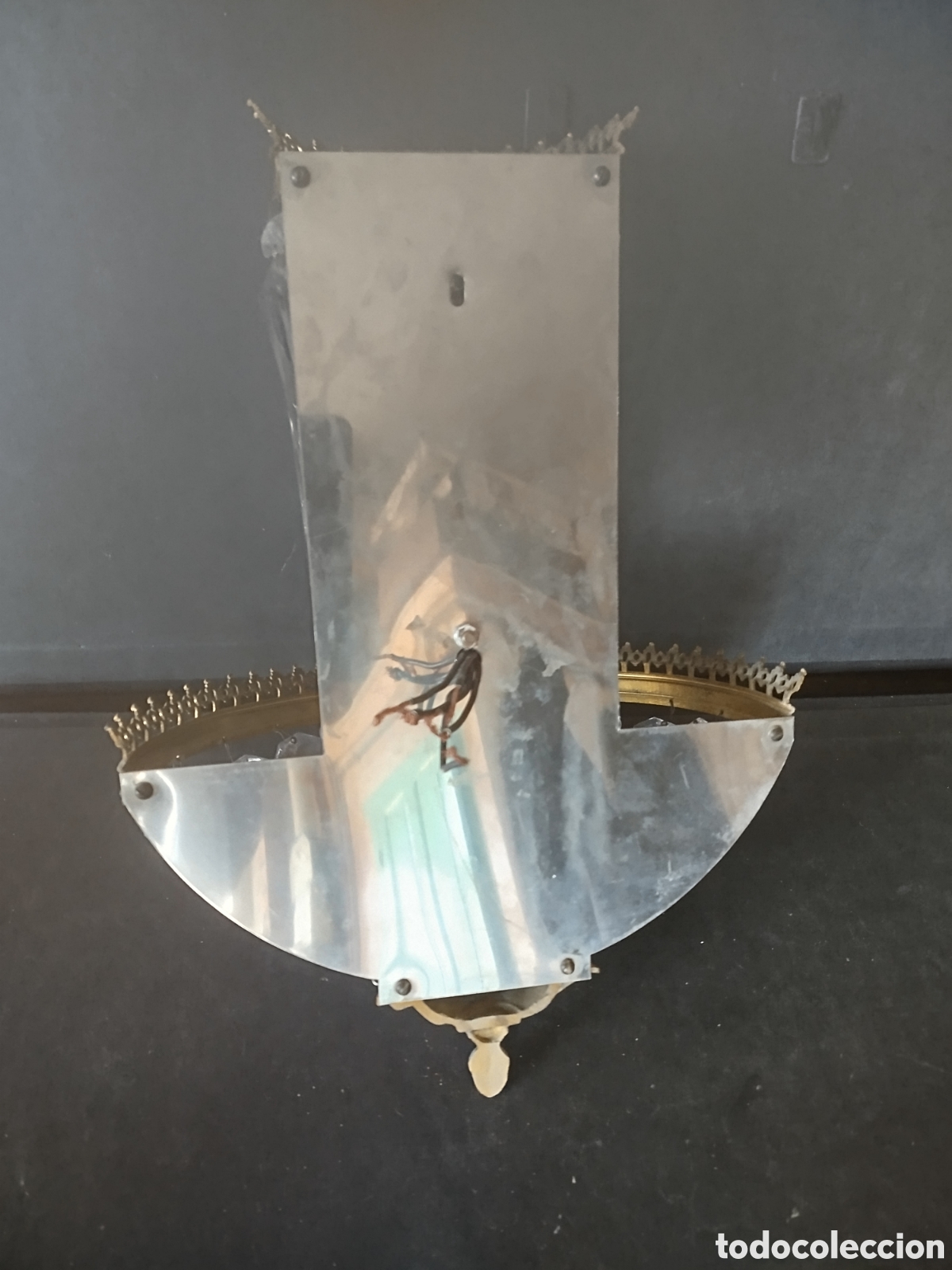 Antig&uuml;edades: APLIQUE DE PARED DE BRONCE Y CRISTAL DE TRES LUCES - Foto 5