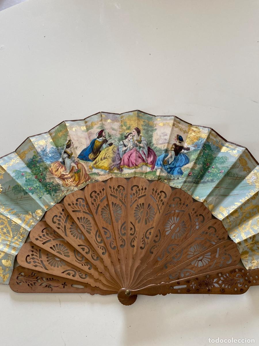 Antig&uuml;edades: Abanico madera y papel - Foto 7