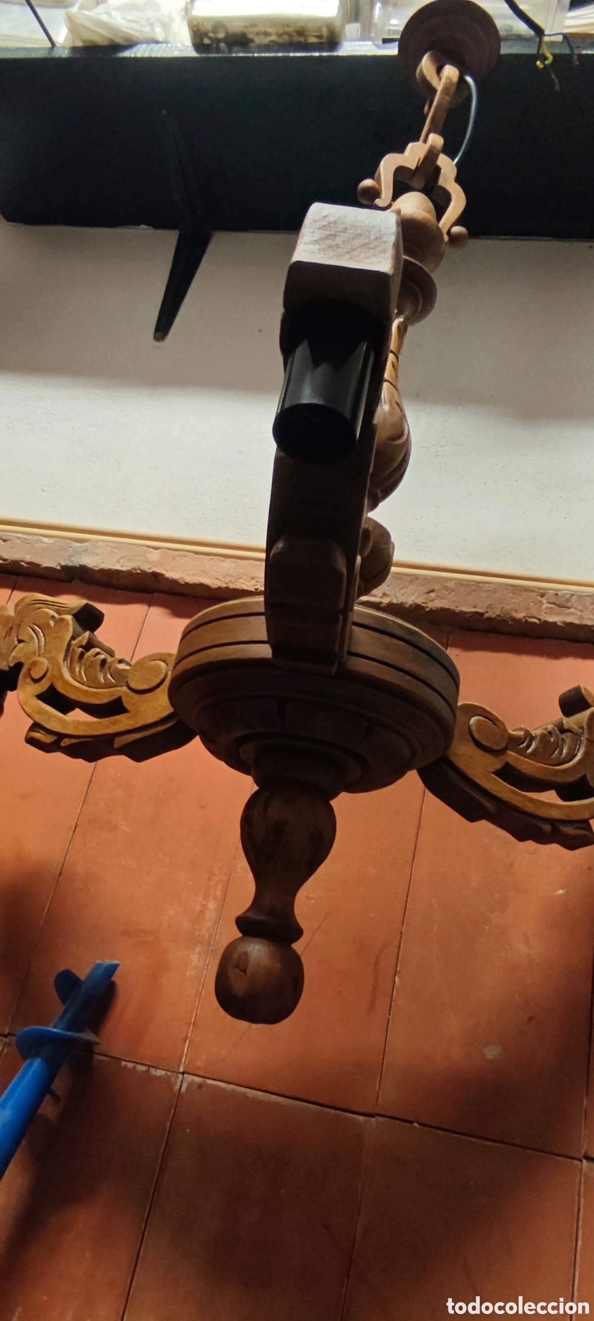 Antig&uuml;edades: L&aacute;mpara de madera antig&uuml;a - Foto 3